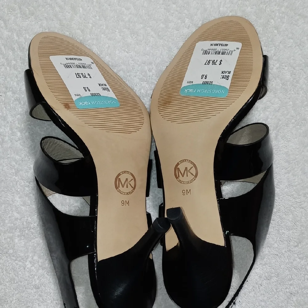 Michael Kors Joselle Open Toe Black Patent Heels - Picture 5 of 6